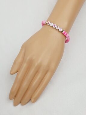 Handmade Clay Bead Word Bless  Bracelet